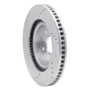 Porsche Cayenne Brake Rotor (1) - Front Right - R1 Concepts - Drilled & Slotted - Silver - `08-`09